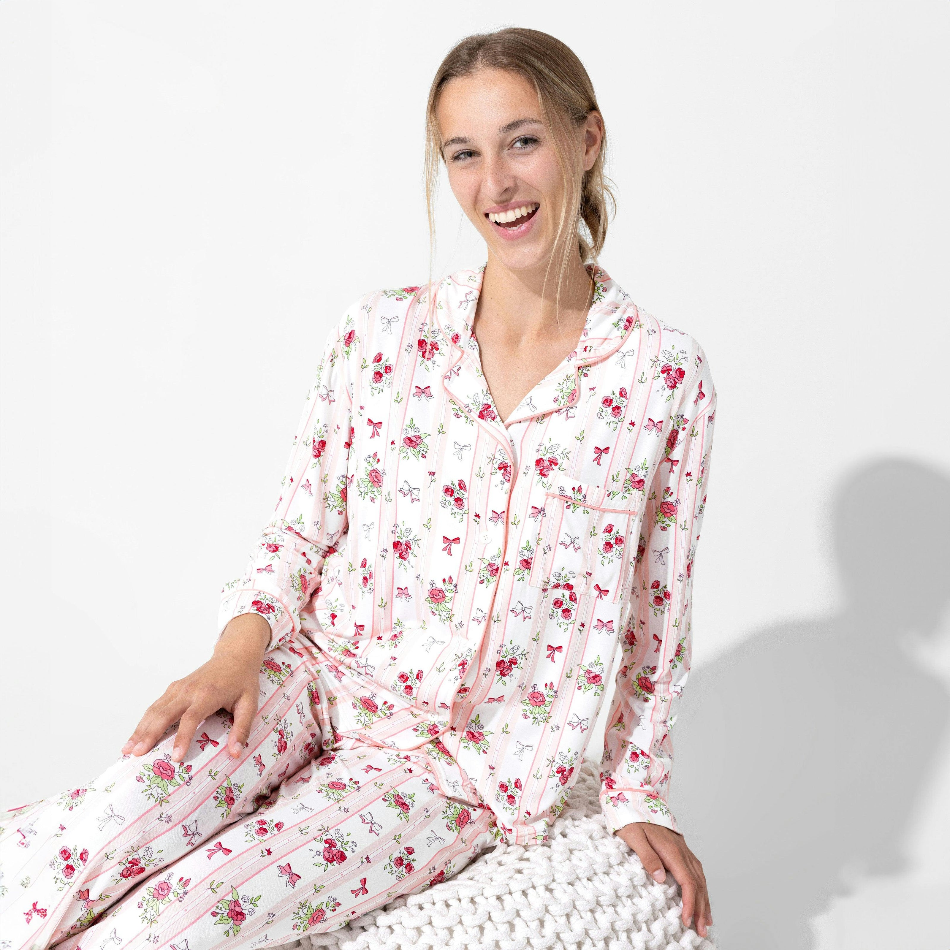 Floral Stripes Bamboo Women's Pajama Set