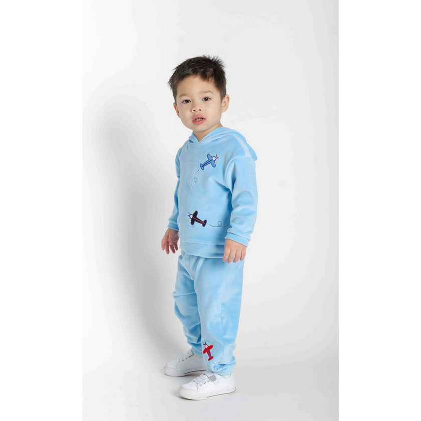 Velour Hoodie With Airplanes