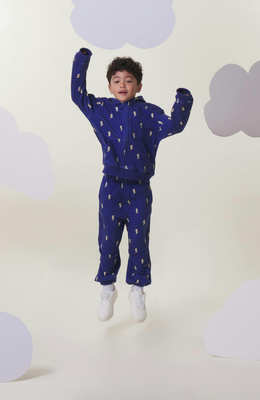 Soft Fleece Zip Up, Navy Lightning