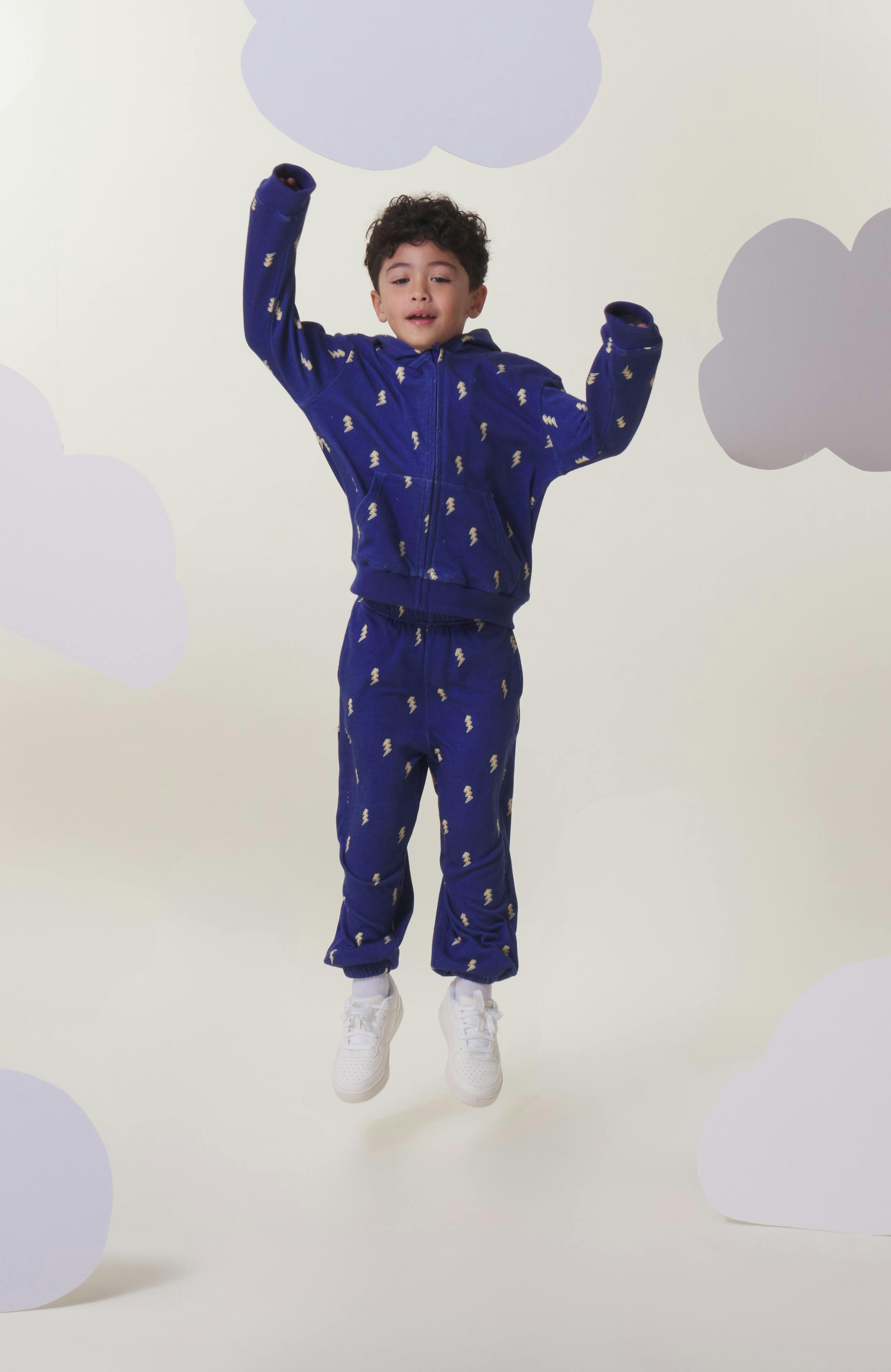 Soft Fleece Zip Up, Navy Lightning