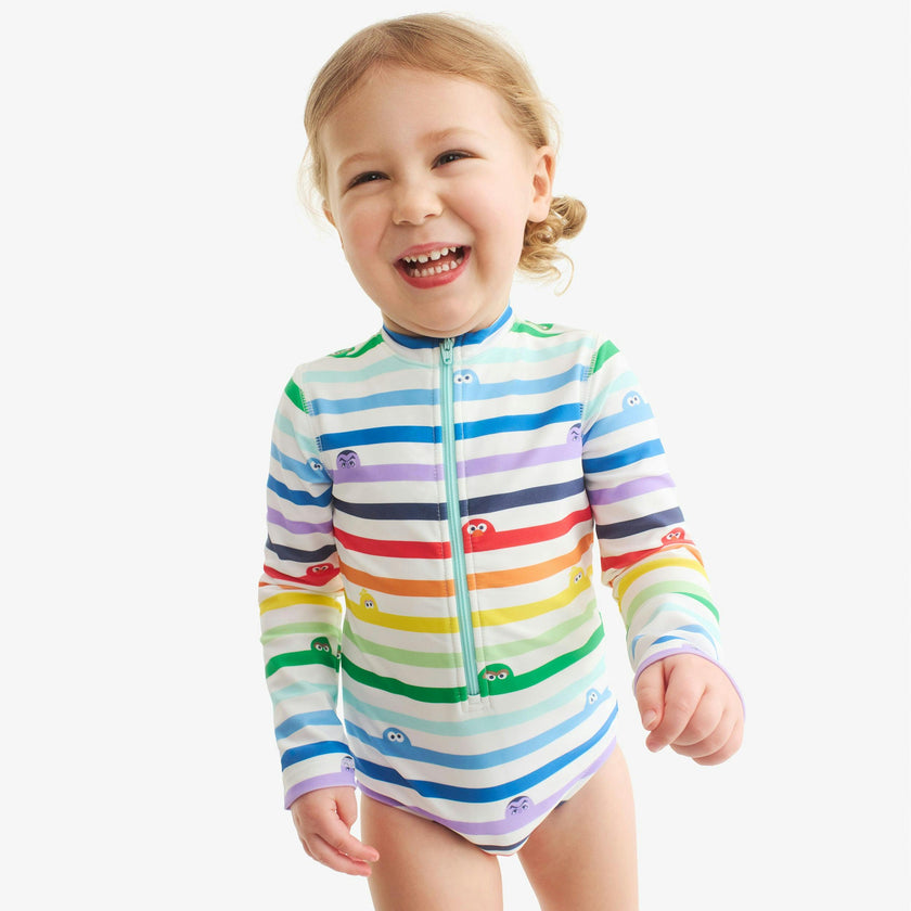 Kids Sesame Street one-piece rash guard