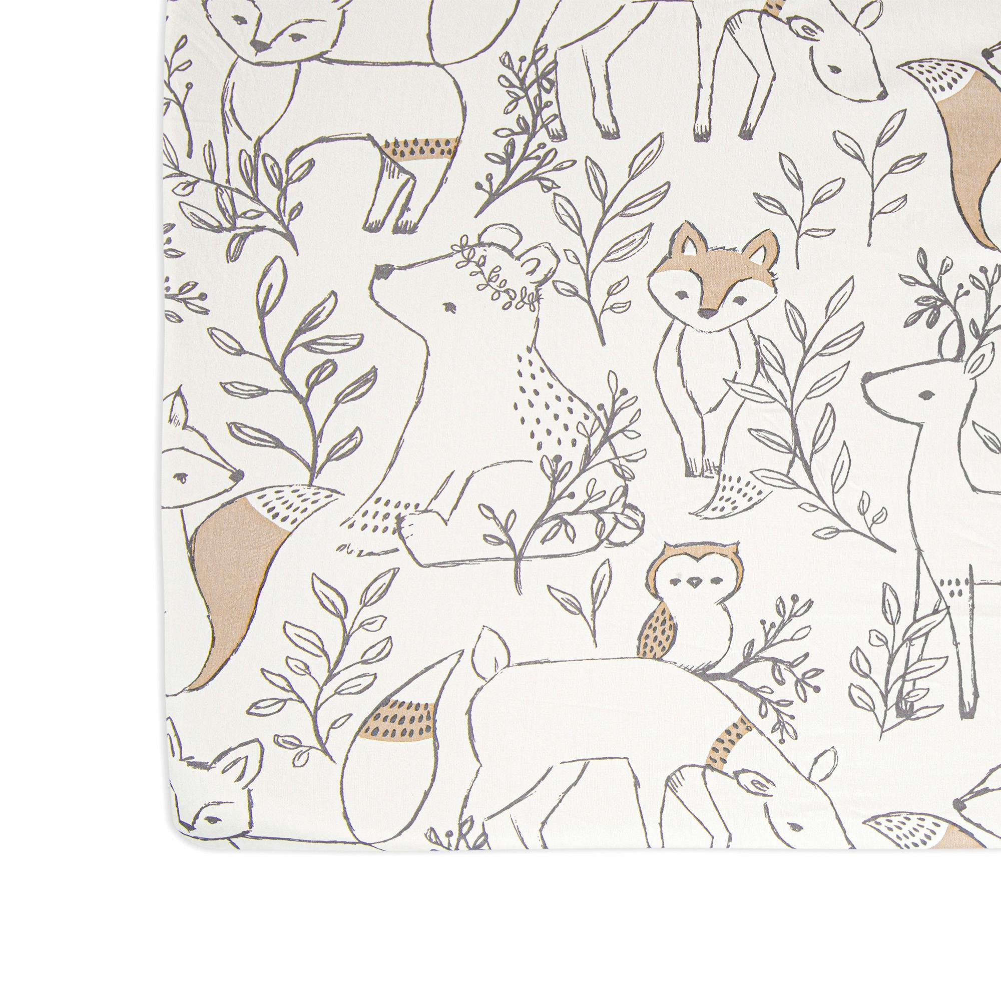 Ezra Woodland Animal Cotton Fitted Crib Sheet