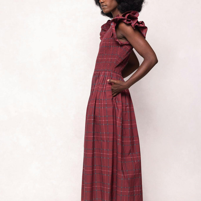 Hattie Dress in Burgundy Plaid