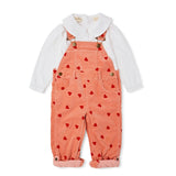 Heart Print Corduroy Overalls
