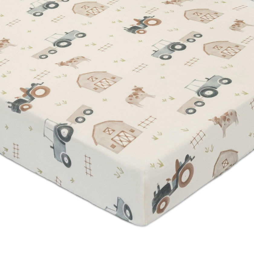 Charlie Tractor Cotton Fitted Crib Sheet