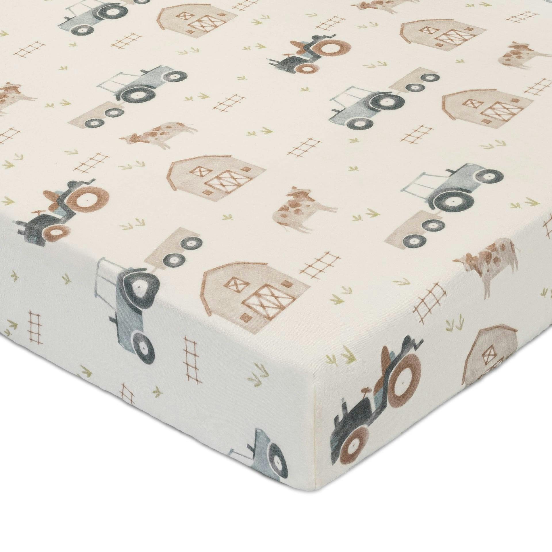 Charlie Tractor Cotton Fitted Crib Sheet