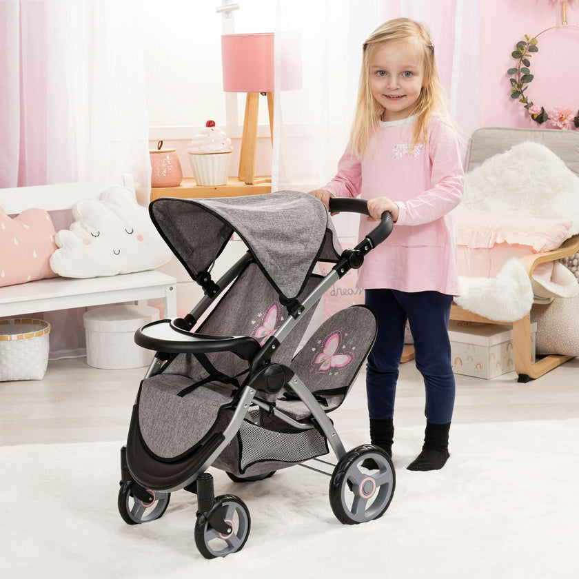 Bayer Design Dolls: Twin Star Stroller - Grey