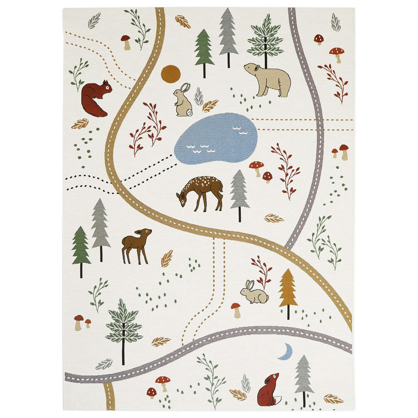 Flat Woven Graphic Print Rectangular Play Rug