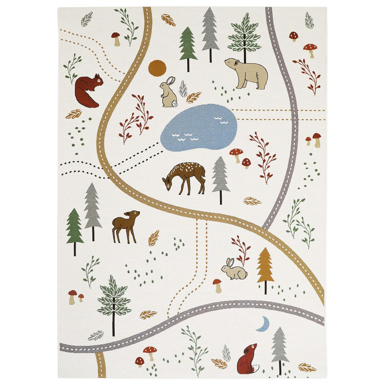 Flat Woven Graphic Print Rectangular Play Rug