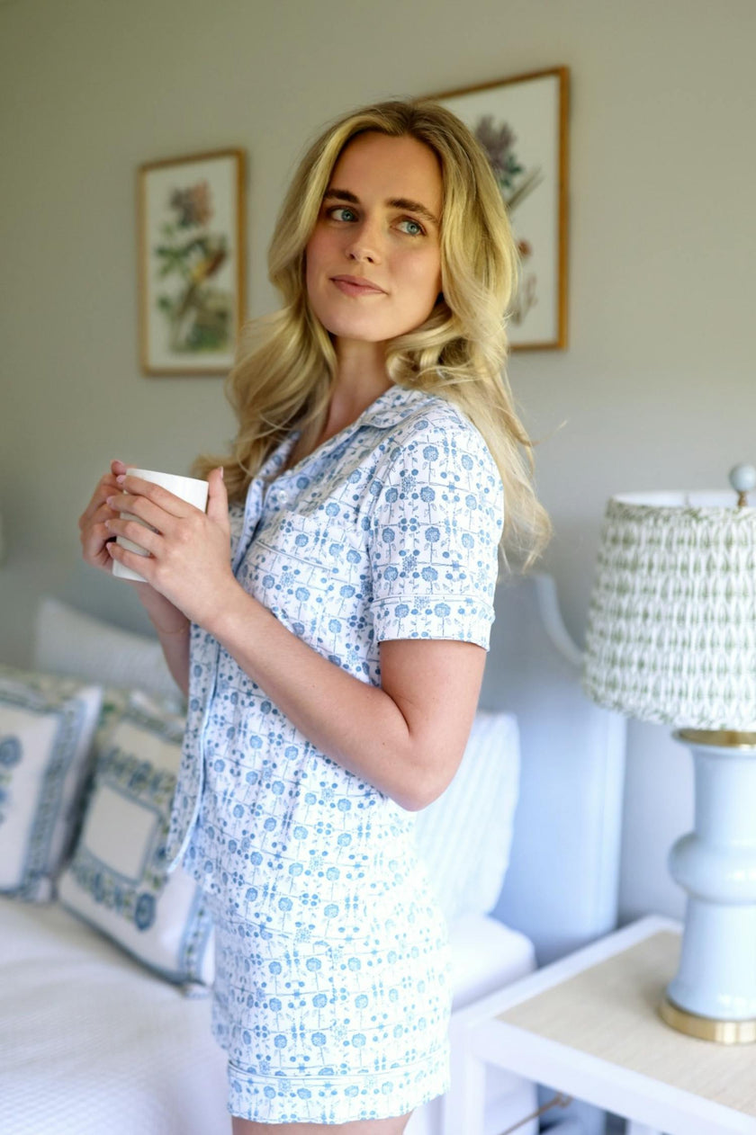 Hydrangeas Women’s Button Front Short Pajama Set