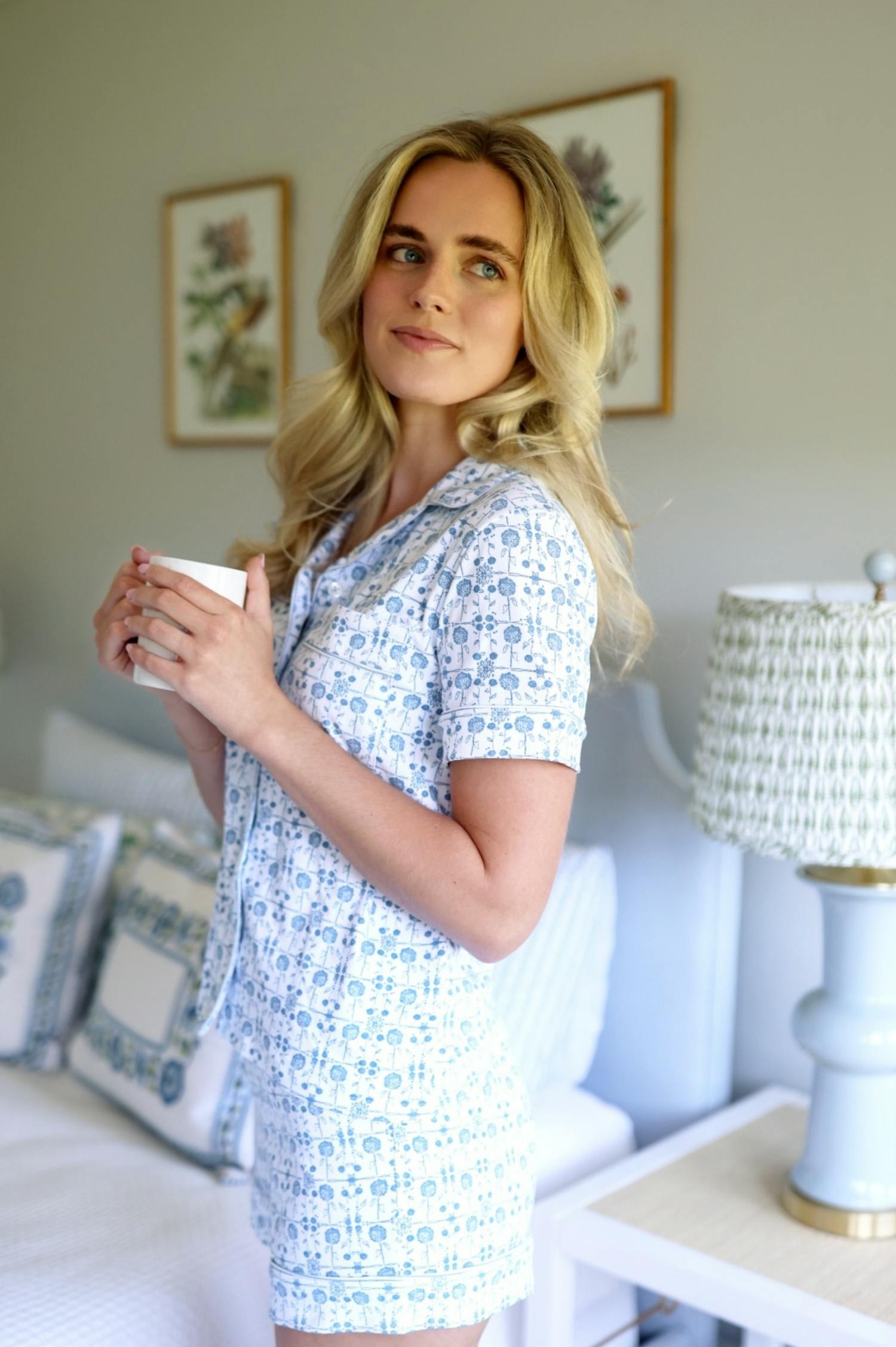 Hydrangeas Women’s Button Front Short Pajama Set