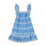 Mini Eva Girls Dress Sky White Embroidery, Sky Blue