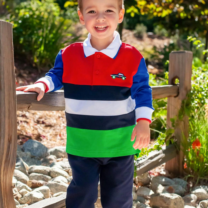 Jersey Knit Polo With Race Car