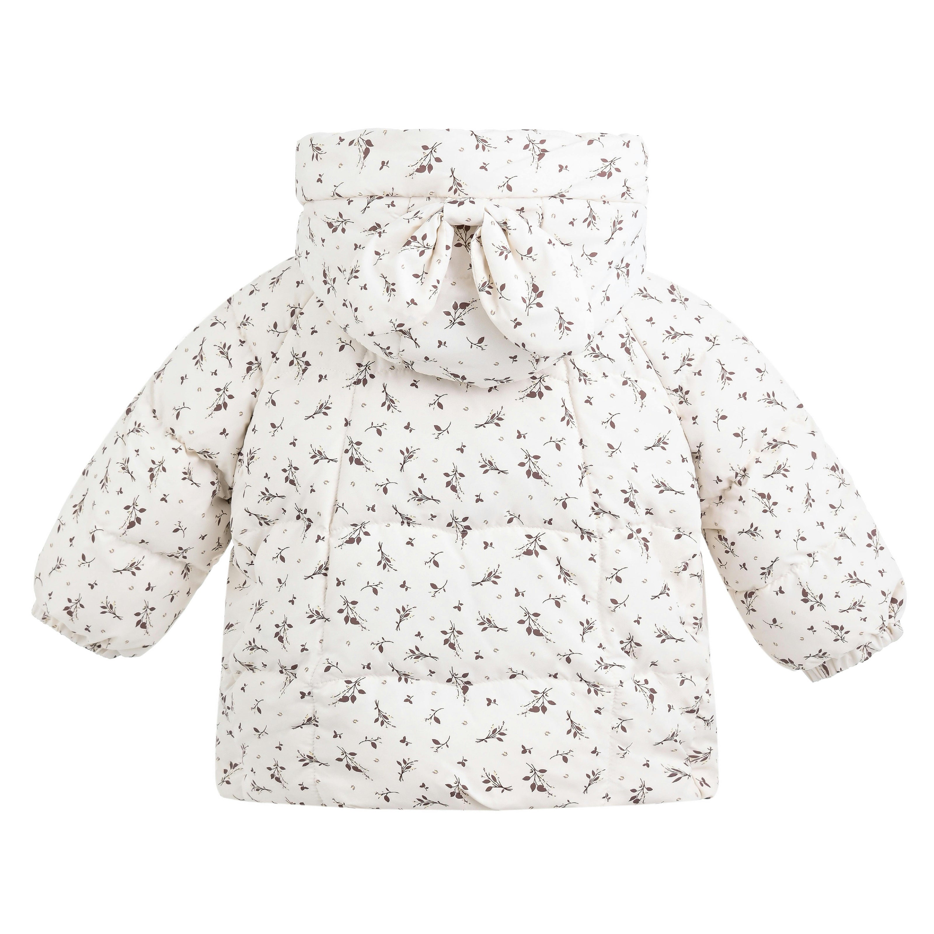 White Floral Hooded Jacket & Mitten Set