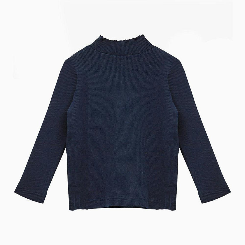 Grace Bow Jersey Top in Navy