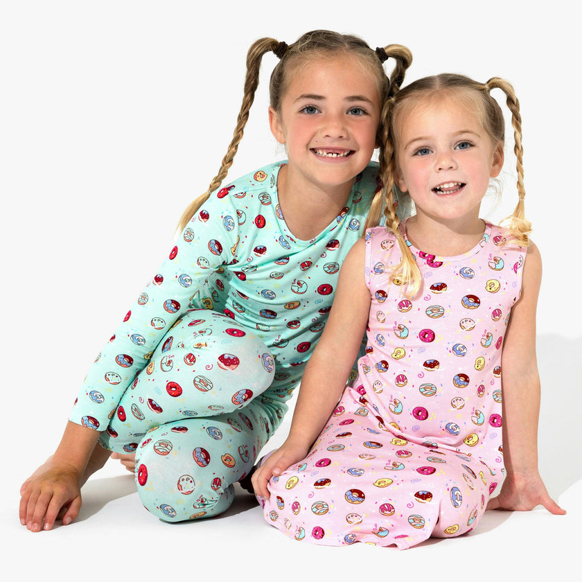 Pink Space Donut Bamboo Girls' Sleeveless Dress