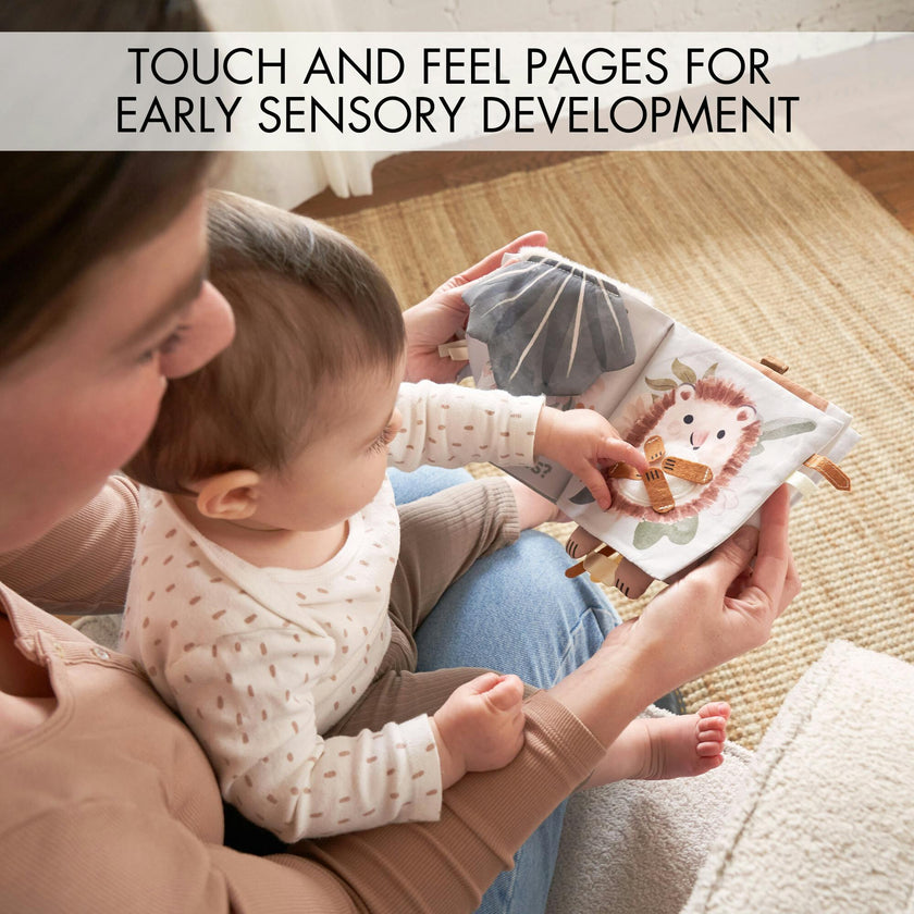 Soft Baby Book with Touch and Feel Pages - Sensory Book for Babies 0-6 Months with Textured Animals, Mirror & Crinkle Paper - Perfect for Baby Showers