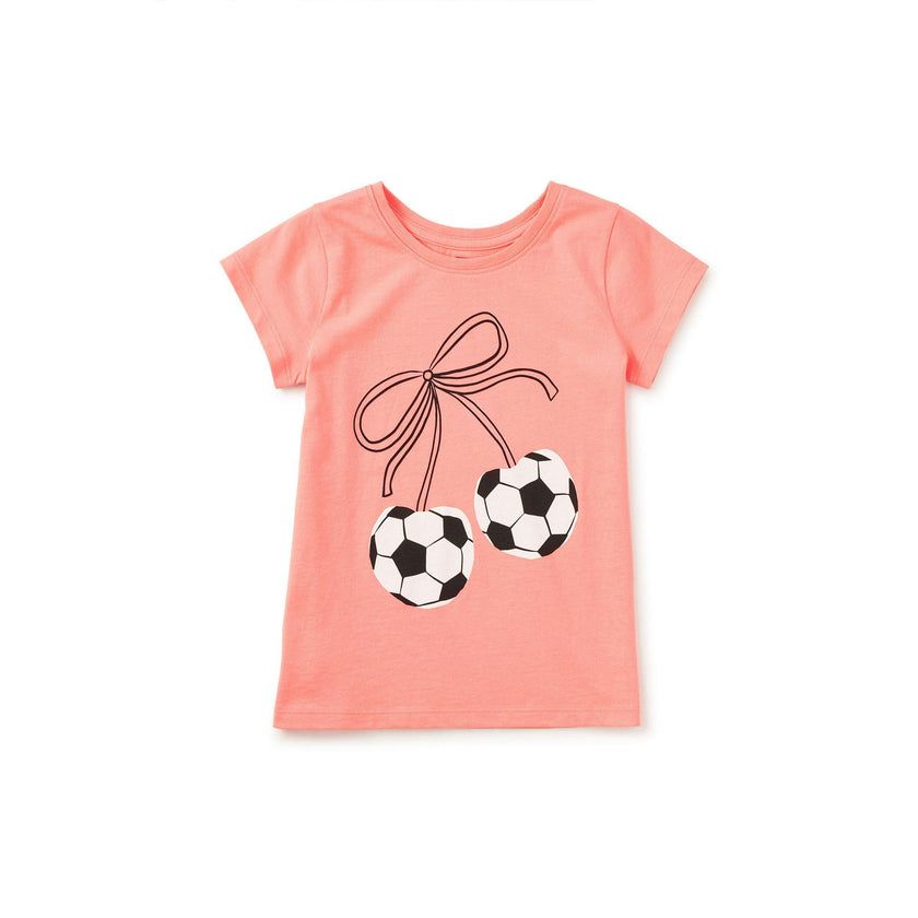 Soccer Bow Graphic Tee, Sunset Pink