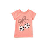 Soccer Bow Graphic Tee, Sunset Pink