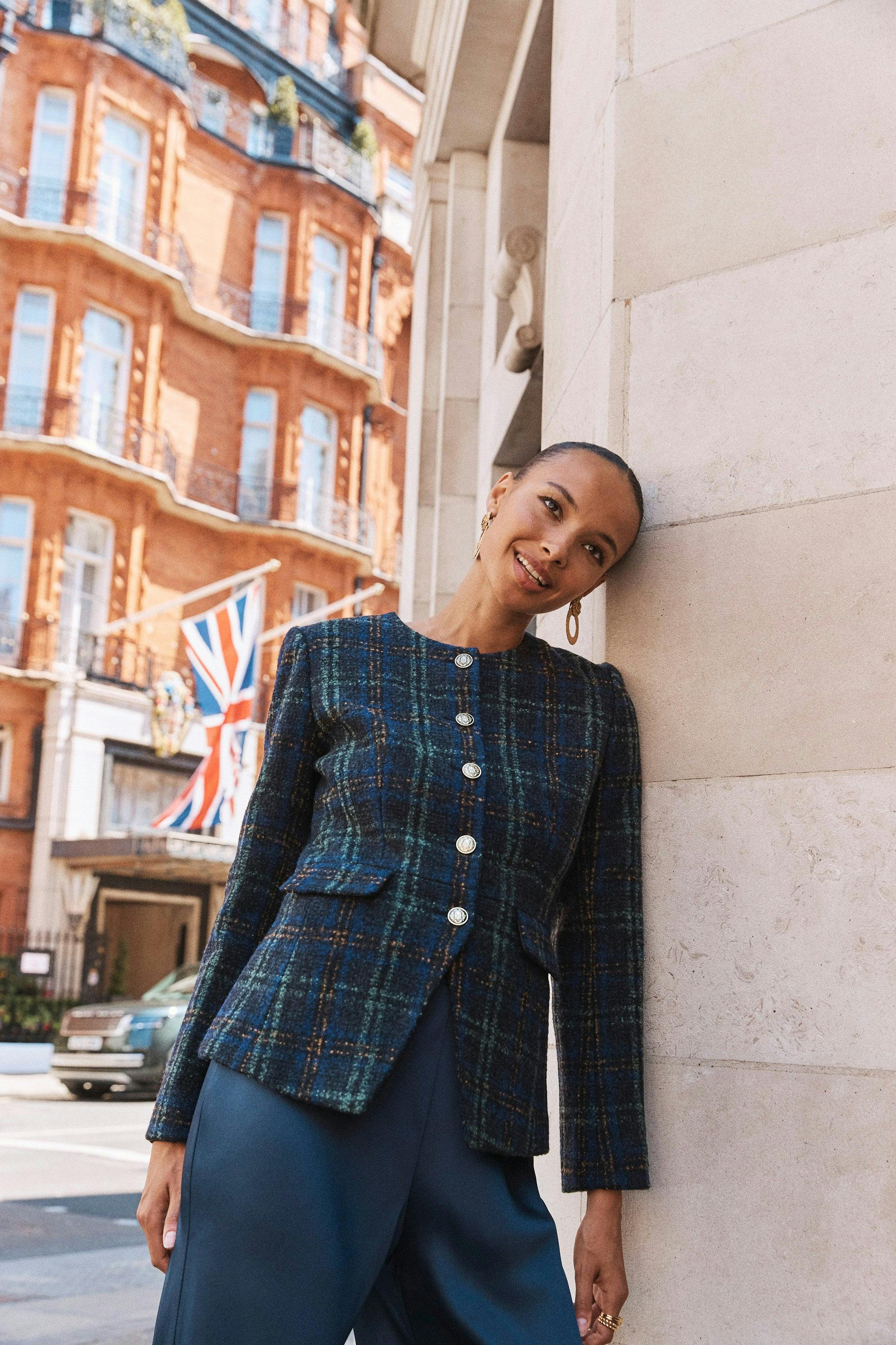 The Warby Coat -  Navy Tartan