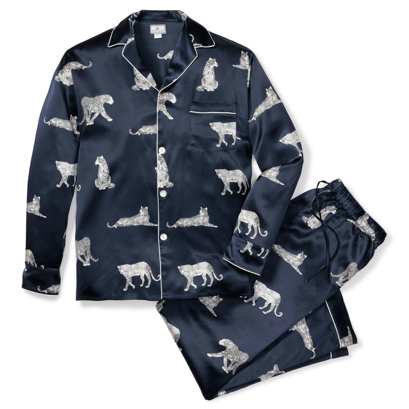 Men's Silk Pajama Set in Panthère de Nuit