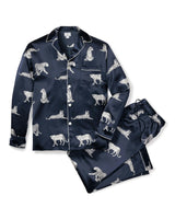 Men's Silk Pajama Set in Panthère de Nuit