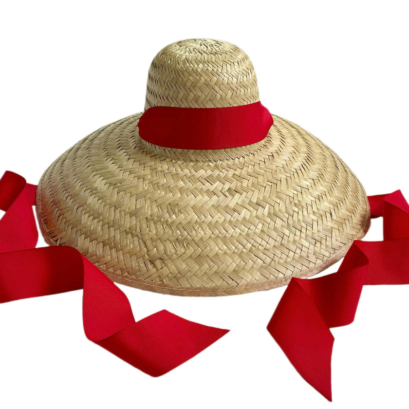 Geranium Sun Hat - Long Red Grosgrain Ribbon