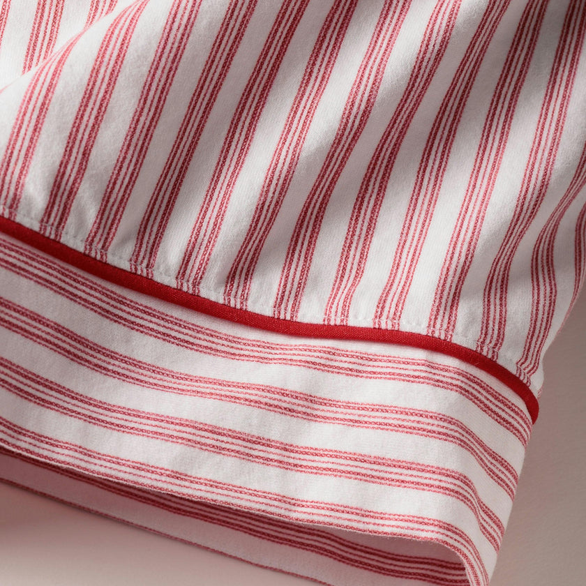Women's Pima Long Sleeve Short Set in Antique Red Ticking