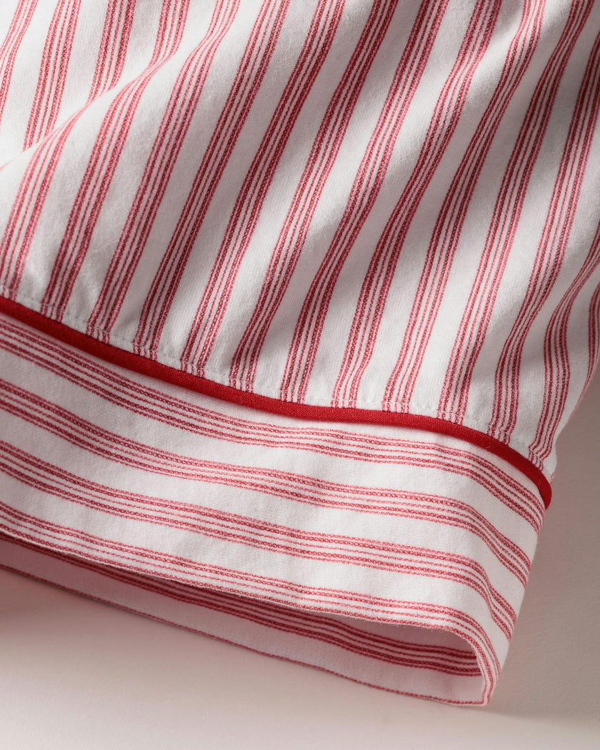 Women's Pima Long Sleeve Short Set in Antique Red Ticking