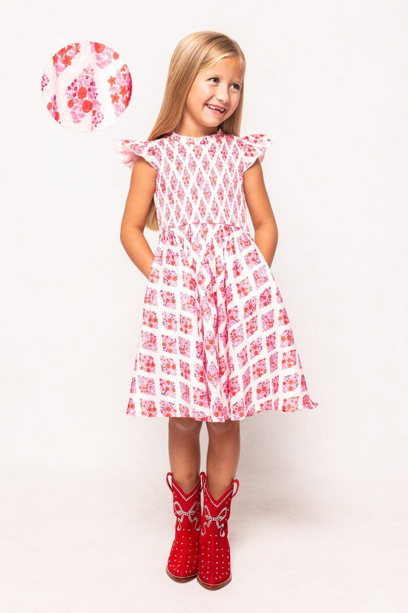 Mini Kylie Dress in Rouge Lattice Floral