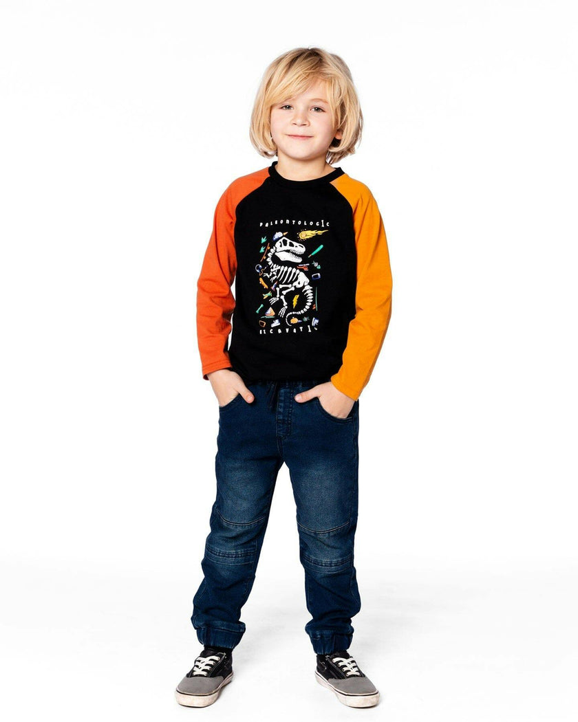 Long Sleeve Raglan T-Shirt with Glow-In-The-Dark Print