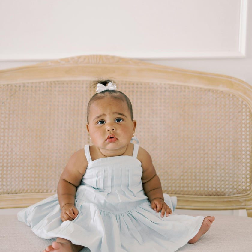 Hikari Pintuck Dress | Powder Blue