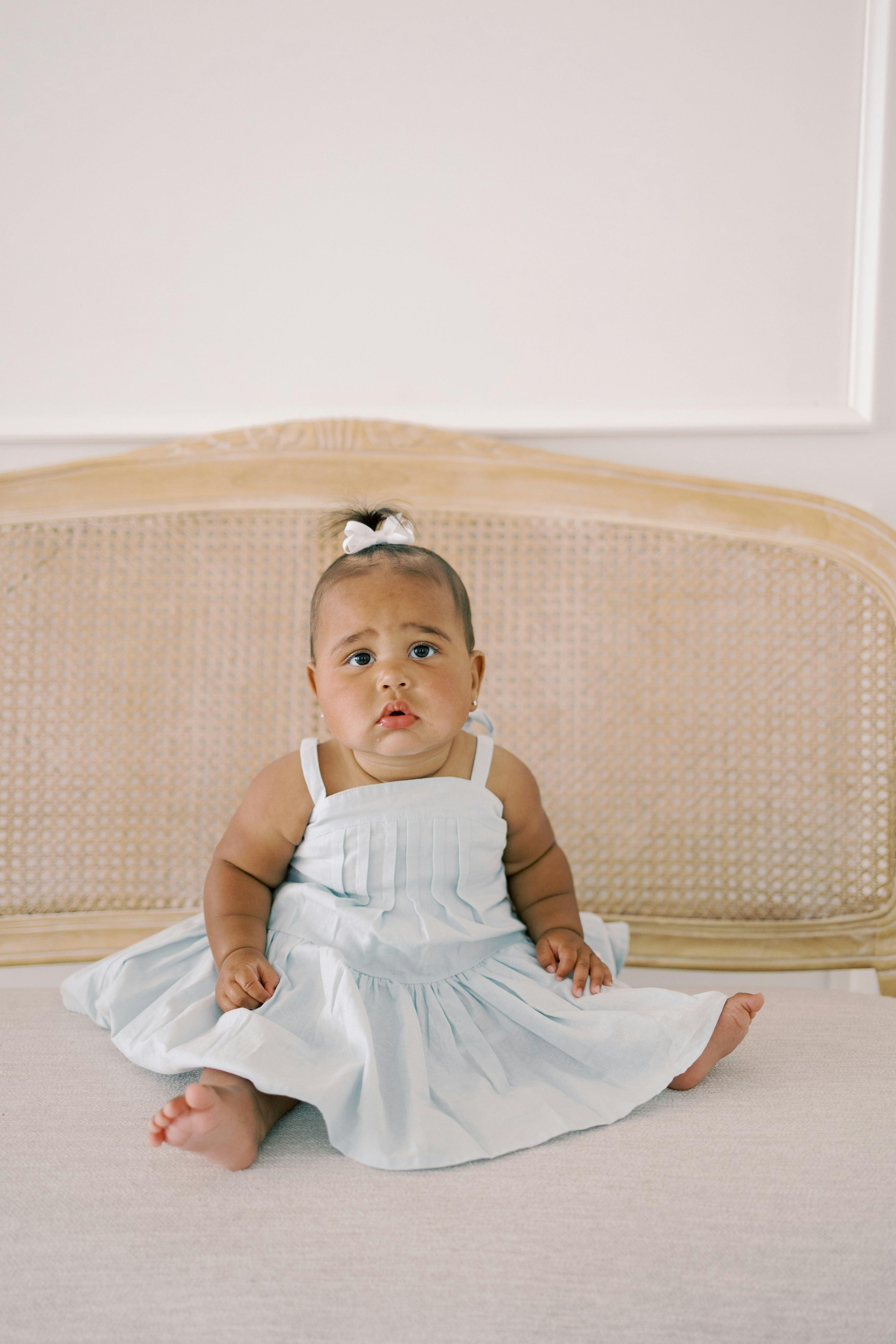 Hikari Pintuck Dress | Powder Blue