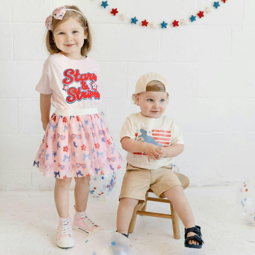 Red, White, & Cute Tulle Bow Headband