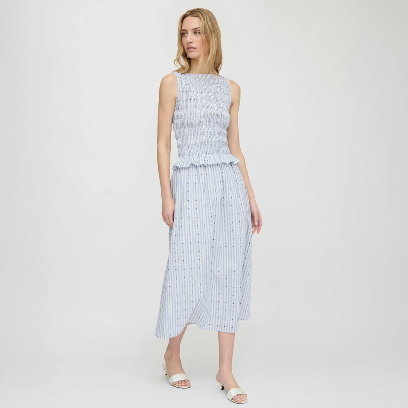The Delphine Nap Skirt - Blue Swiss Dot