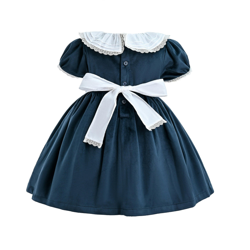 Navy Blue Velvet Dress