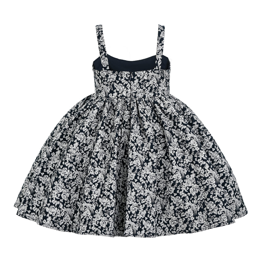 Blue Danica Floral Bow-Front Dress
