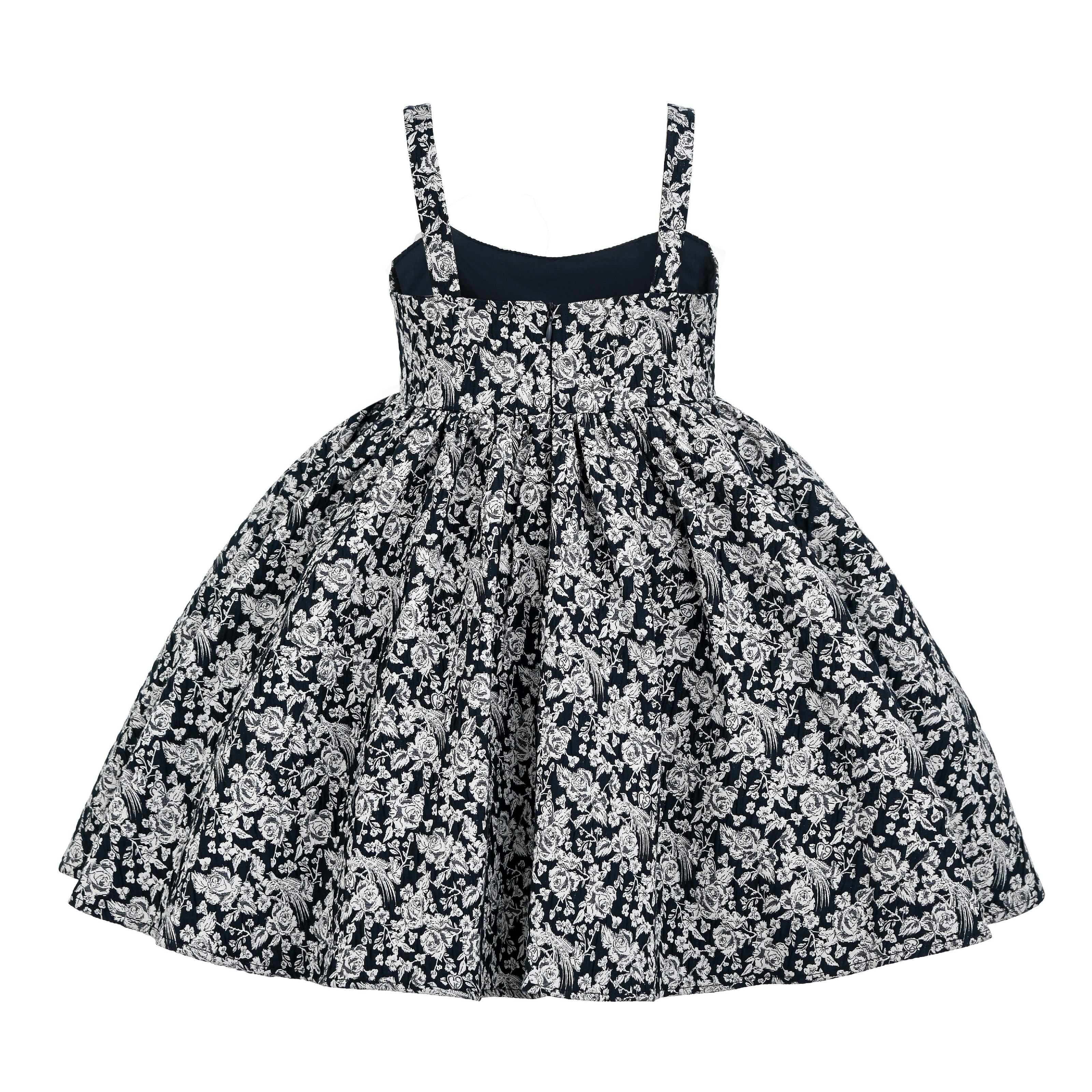 Blue Danica Floral Bow-Front Dress