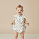 Organic Sleeveless Ruffle Bubble Romper - Poppy