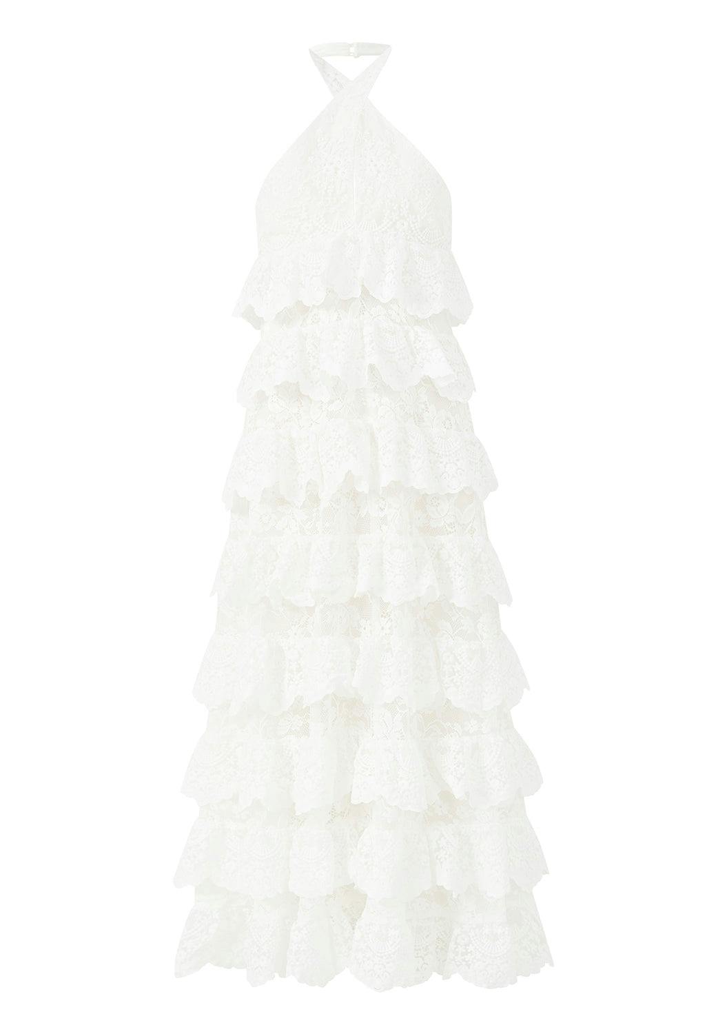Paloma Lace Frill Maxi Dress