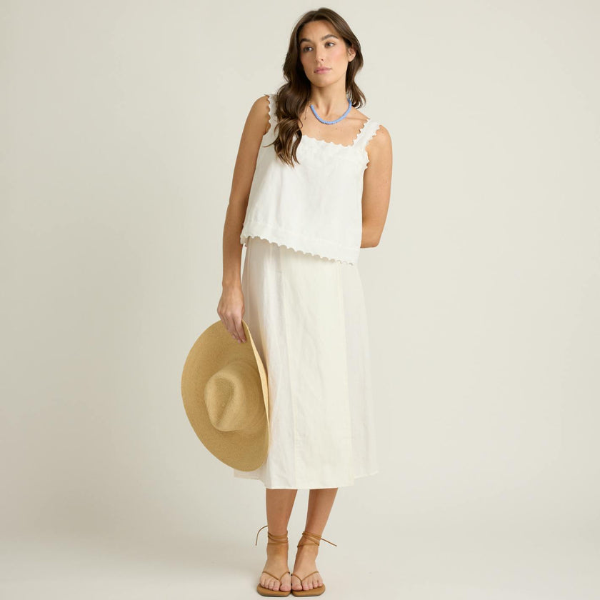women's white linen wrap skirt