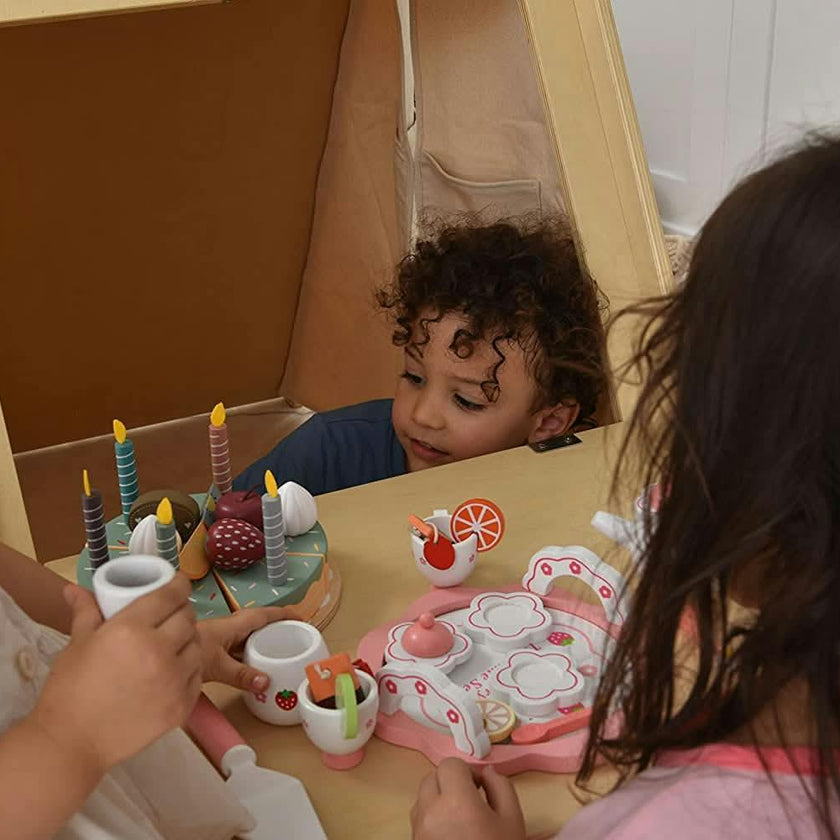Oak - Wood Learning Tent and Climber with Desk and Chair