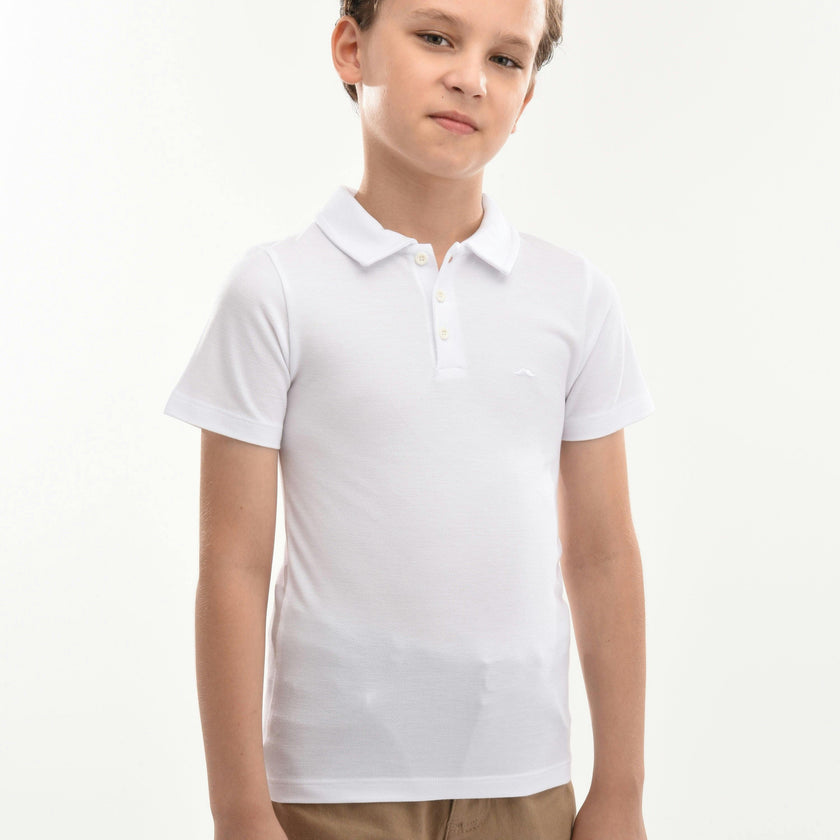 White Solid Logo Polo