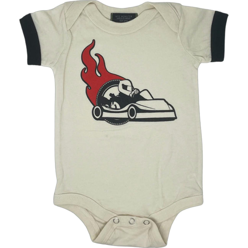 Race Car Cream Baby Onesie - Unisex for Boys and Girls
