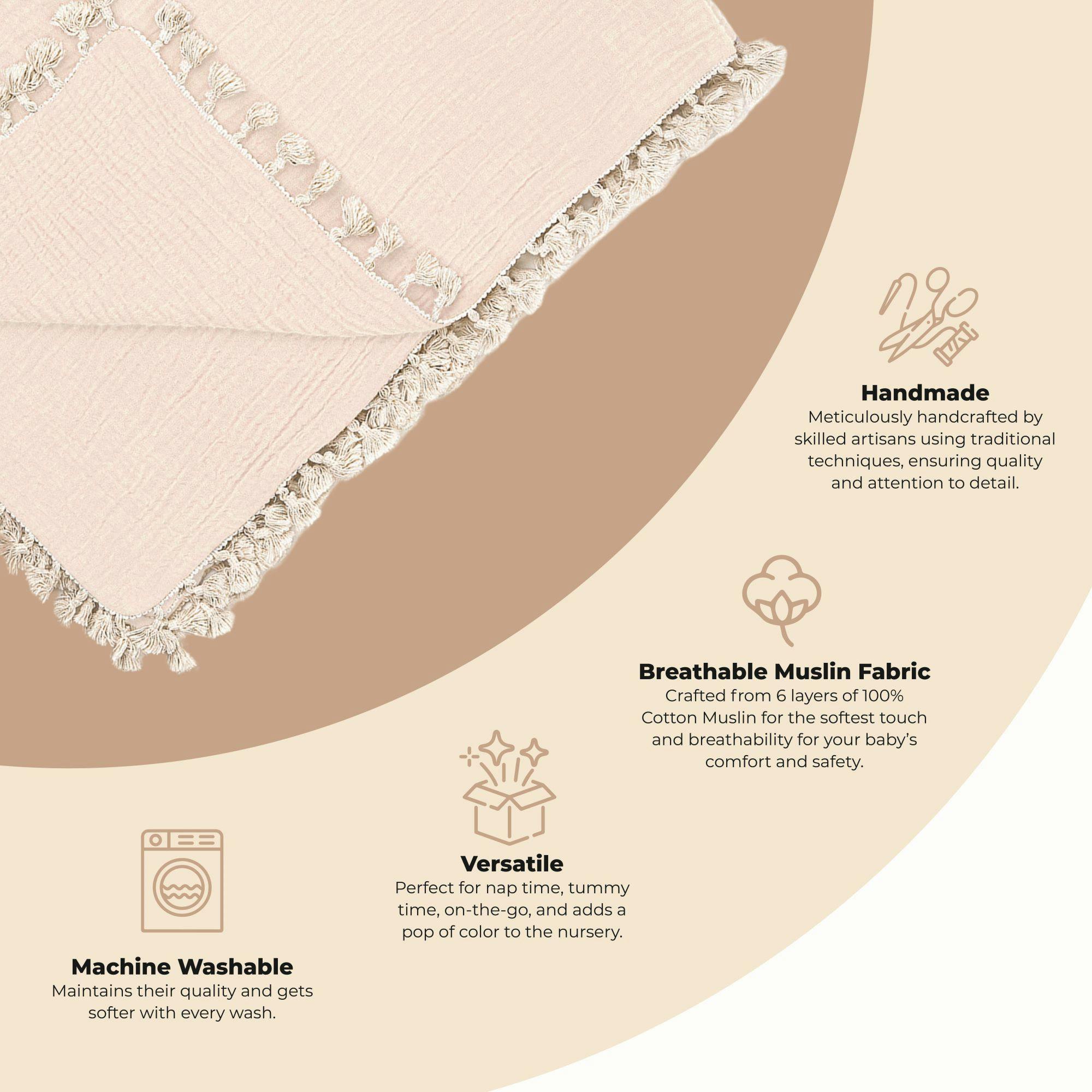 6-Layer Muslin Cotton Baby Blanket (Desert Pink)