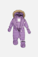 Baby Original One Piece Puffy Snowsuit With Removable Mittens And Boots Violet