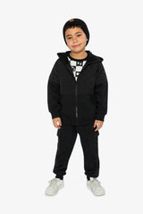 Fleece Bi-Material Sweatpants With Pockets Black