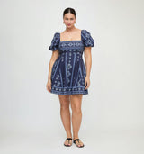 The Matilda Mini Dress - Navy Diamond Batik