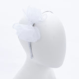 White Embroidered Bow Headband
