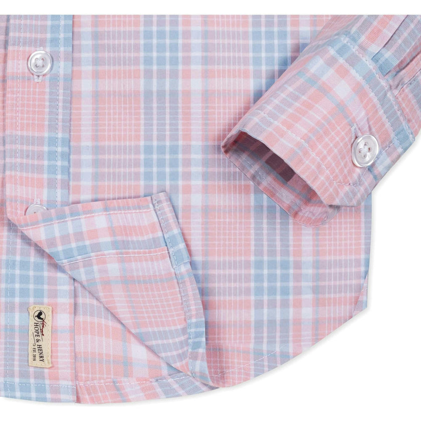 Organic Stretch Poplin Long Sleeve Button Down Shirt, Pink